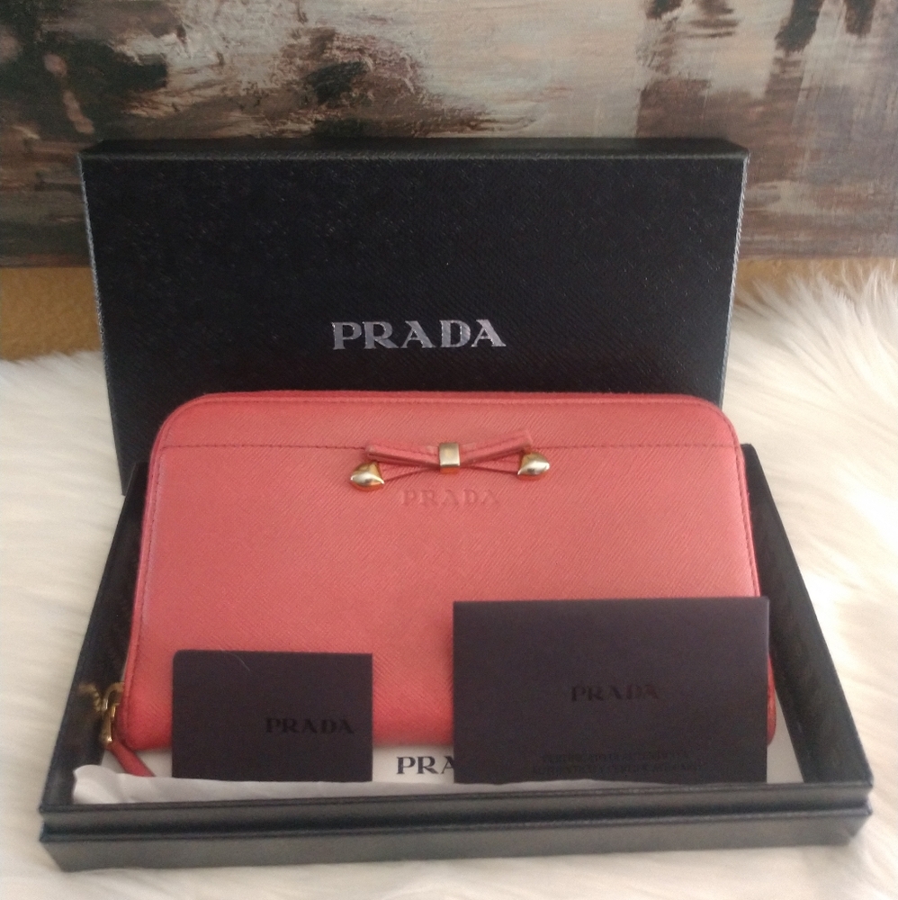 Prada Rosa Saffiano Leather Wallet